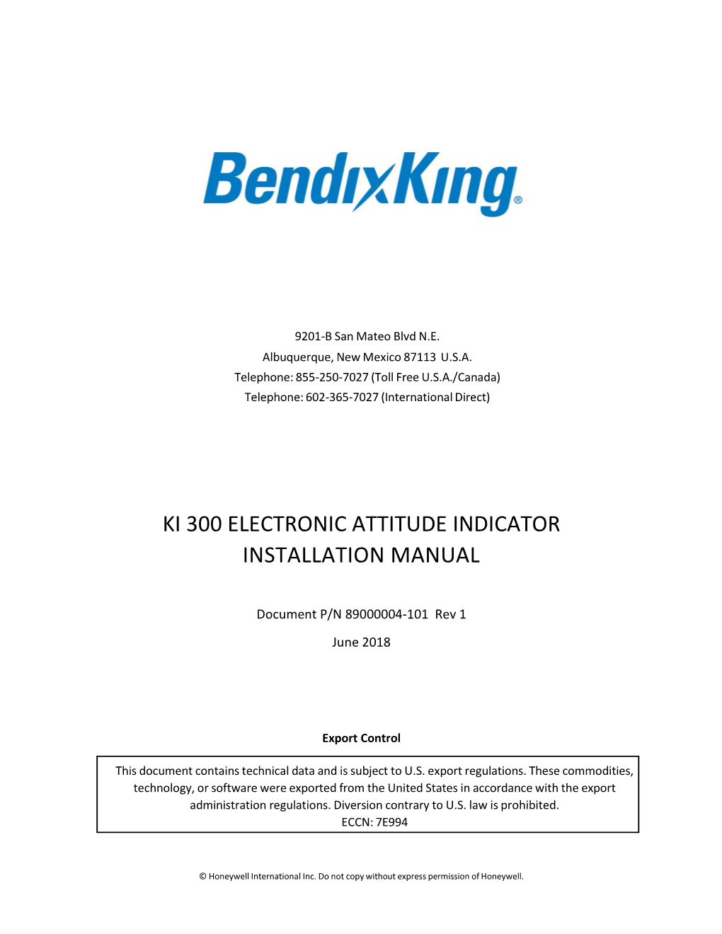 Ki 300 Electronic Attitude Indicator Installation Manual