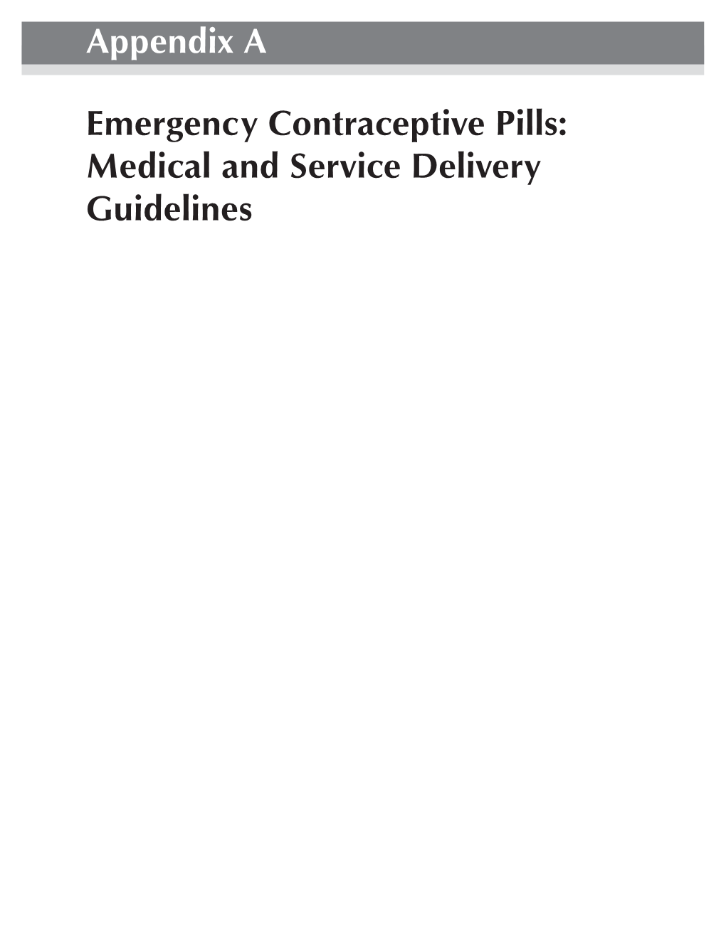 Resources for Emergency Contraceptive Pill Programming: A