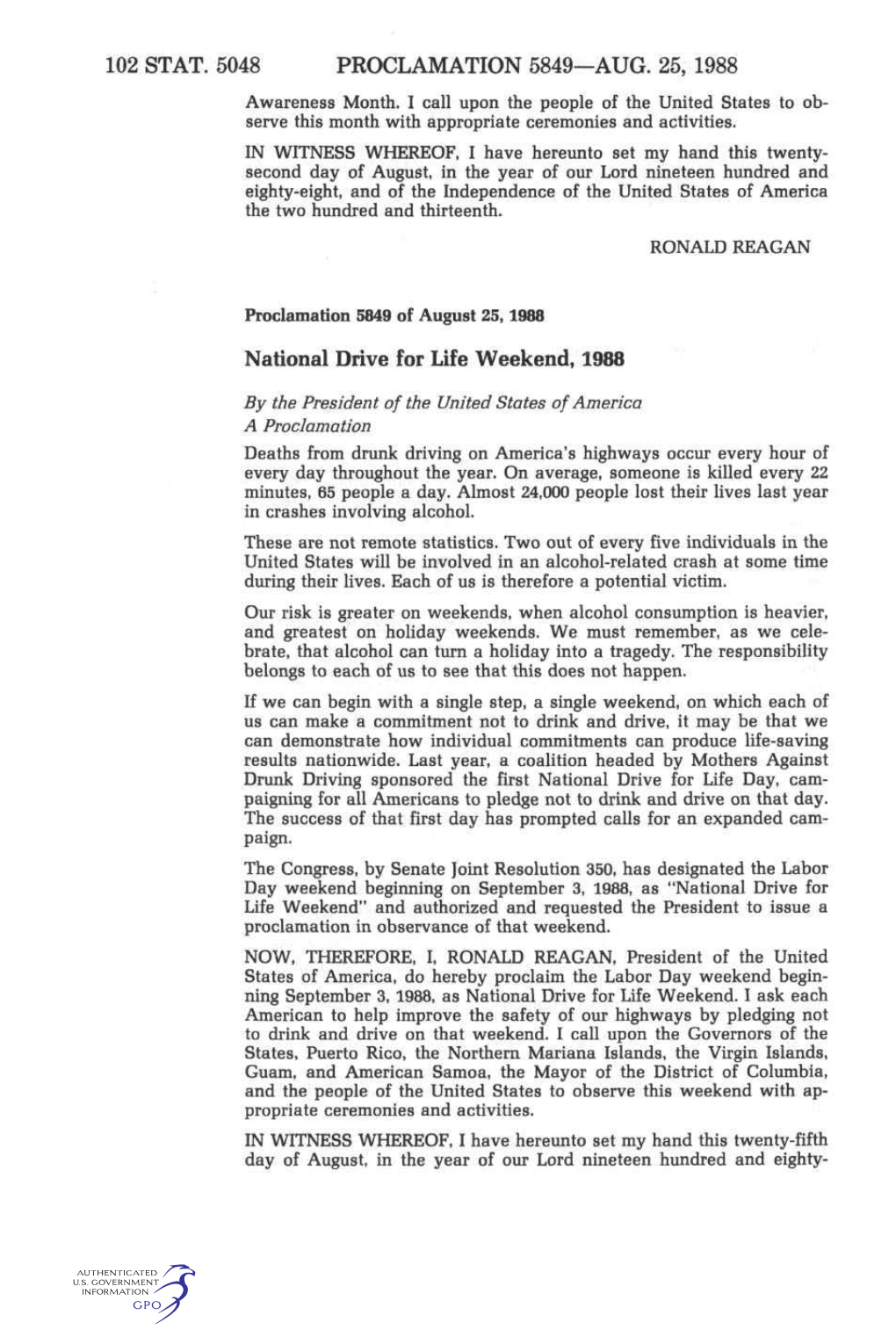 102 STAT. 5048 PROCLAMATION 5849—AUG. 25, 1988 Awareness Month