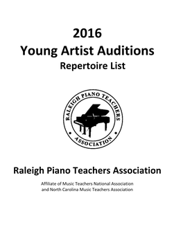 2016 Young Artist Auditions Repertoire List