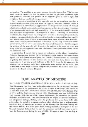IRISH MASTERS of MEDICINE No