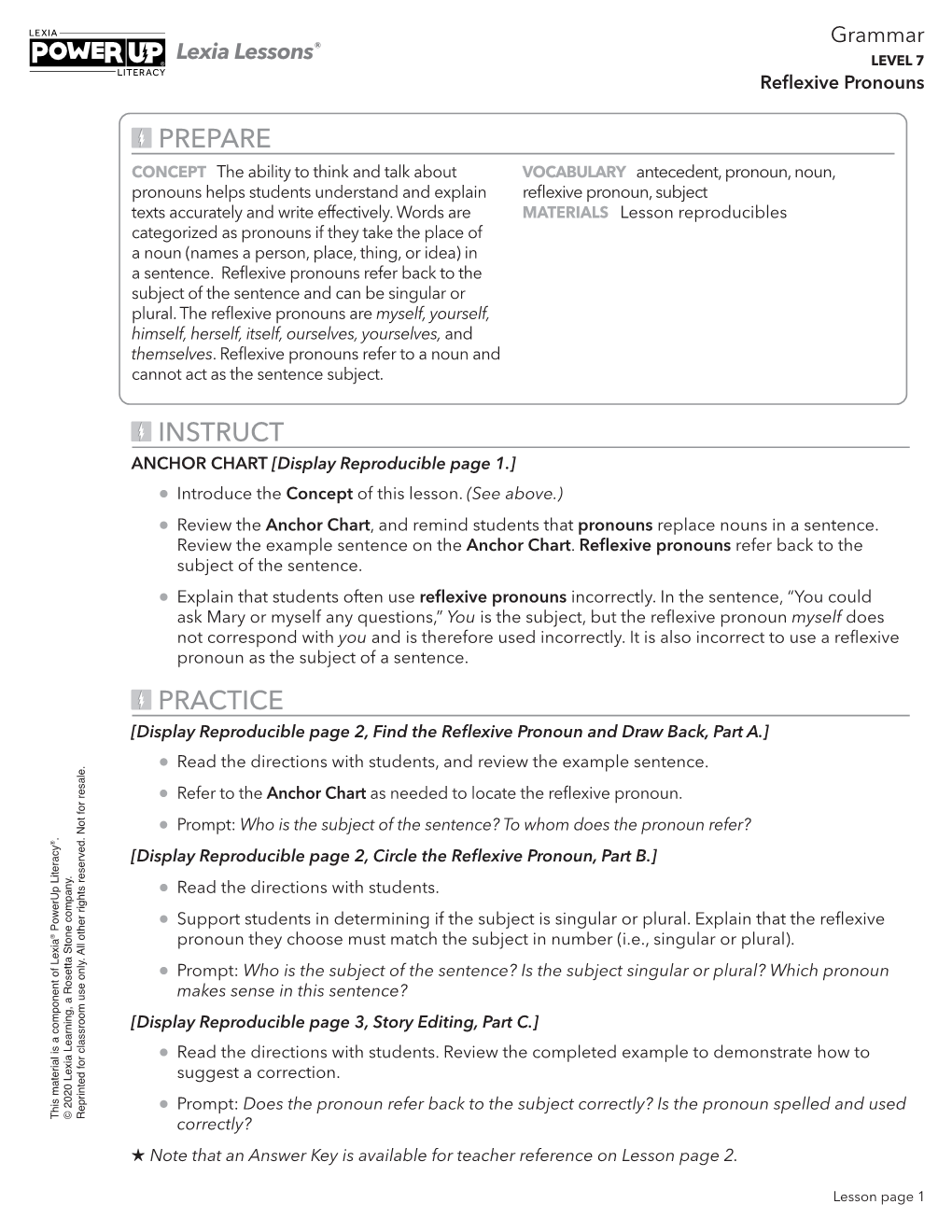 SLL B GR Reflexive Pronouns