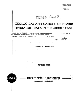 Geological Applications of Nimbus Radiation Data in the Middle East