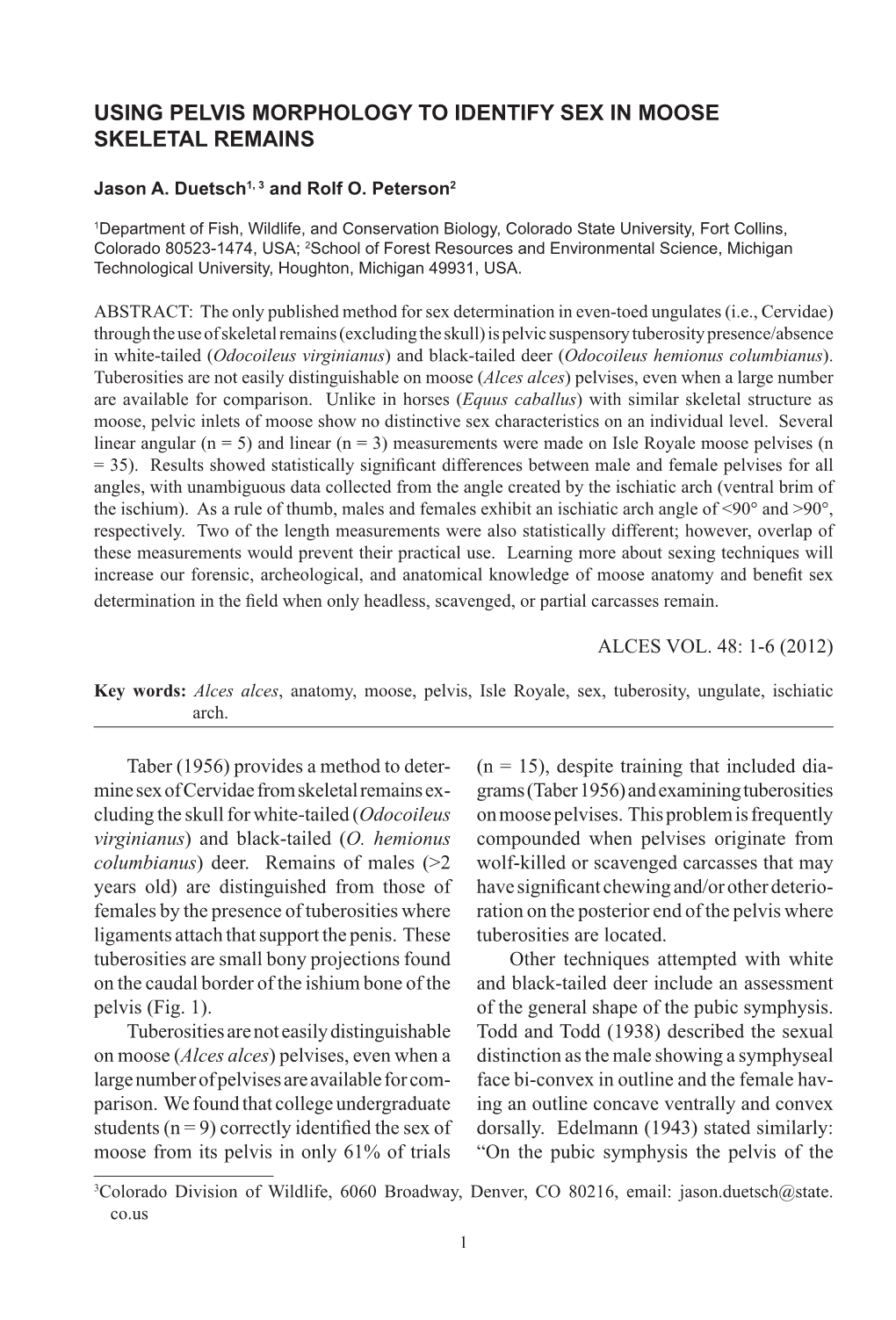 Using Pelvis Morphology to Identify Sex in Moose Skeletal Remains