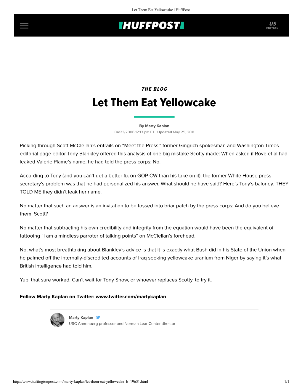 Let Them Eat Yellowcake | Huffpost