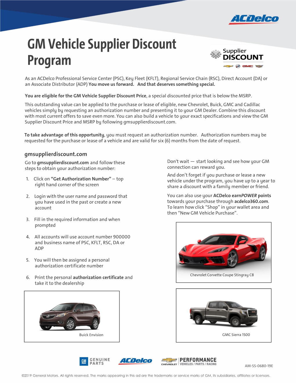 GM Vehicle Supplier Discount Program