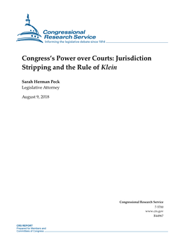 Congress's Power Over Courts: Jurisdiction Stripping and the Rule