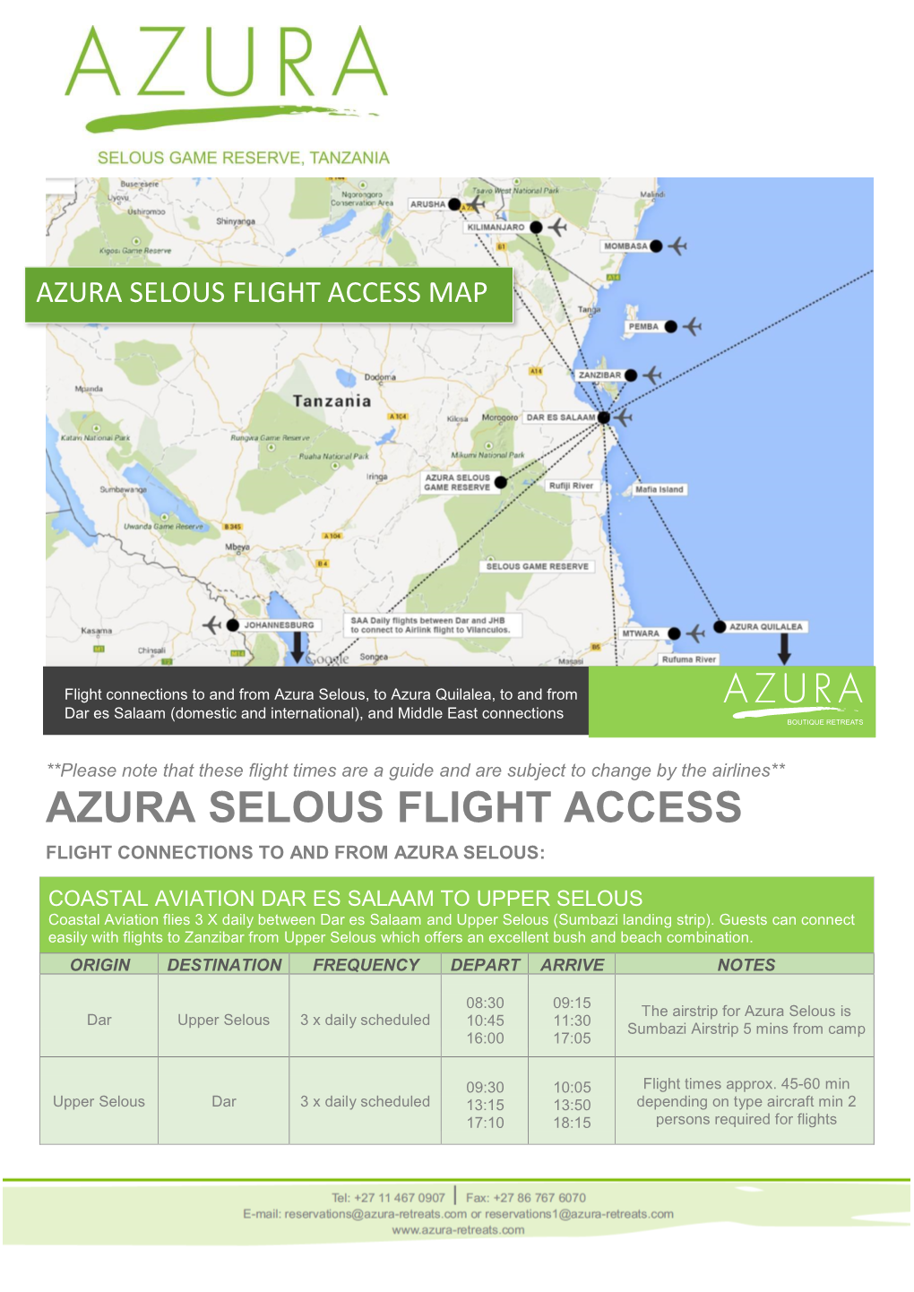 Azura Selous Flight Access Map