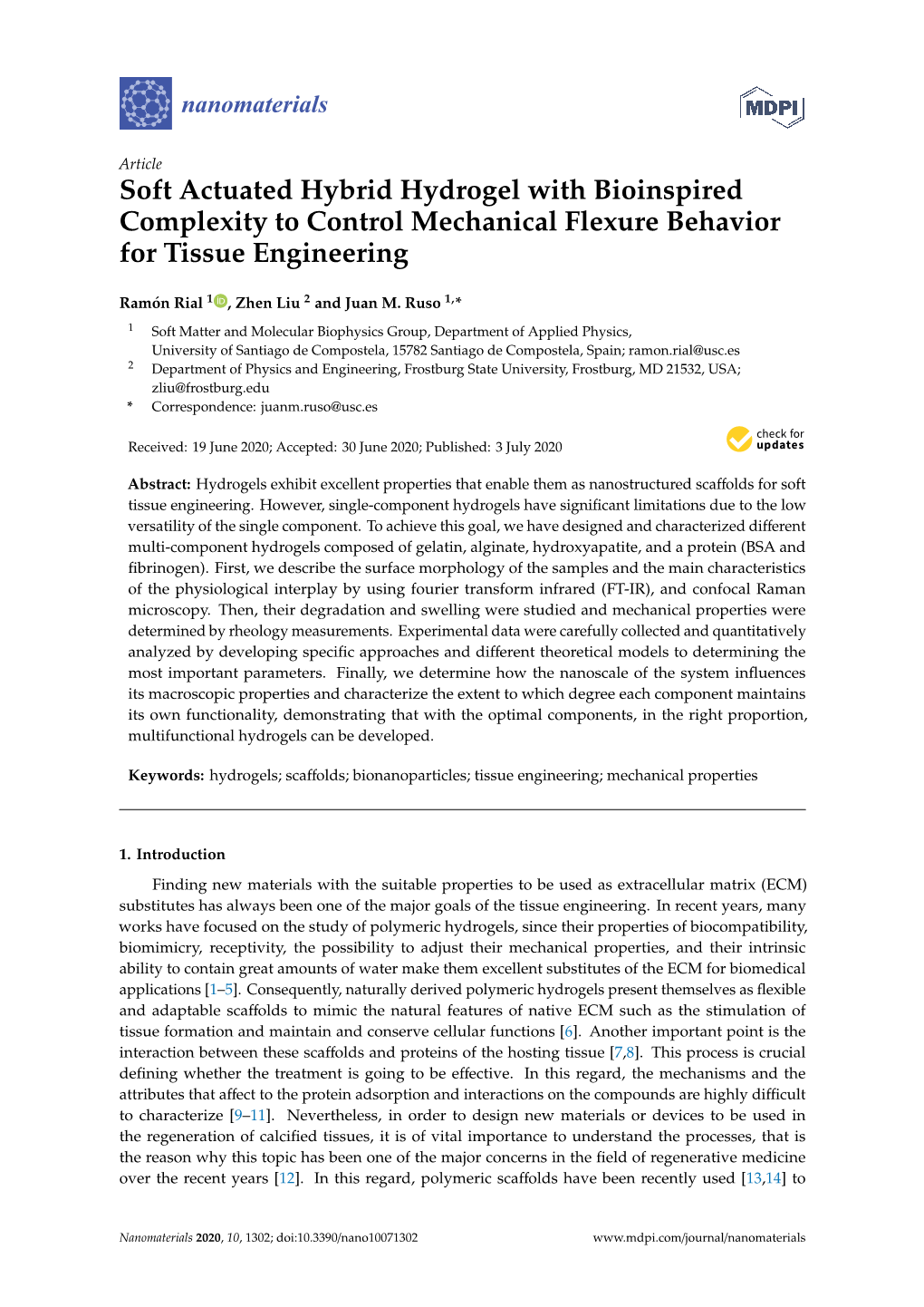 Soft Actuated Hybrid Hydrogel with Bioinspired Complexity to Control Mechanical Flexure Behavior for Tissue Engineering