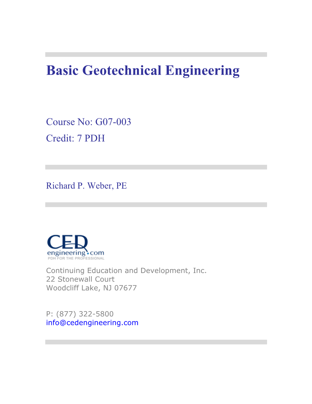 Basic Geotechnical Engineering