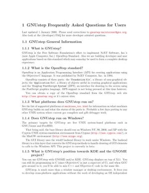 1 Gnustep Frequently Asked Questions for Users