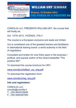 WILLIAM URY, the Course That Will Finally Be