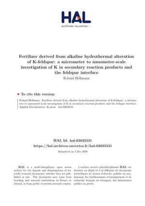 Fertilizer Derived from Alkaline Hydrothermal Alteration of K-Feldspar