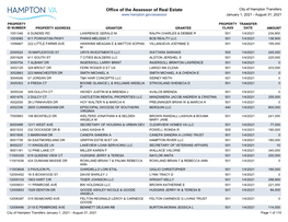 Office of the Assessor of Real Estate City of Hampton Transfers January 1, 2021 - August 31, 2021