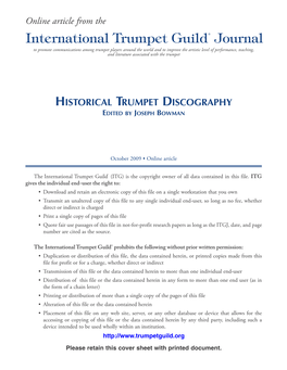 Historical Trumpet Discography Is a Continuation of Asst