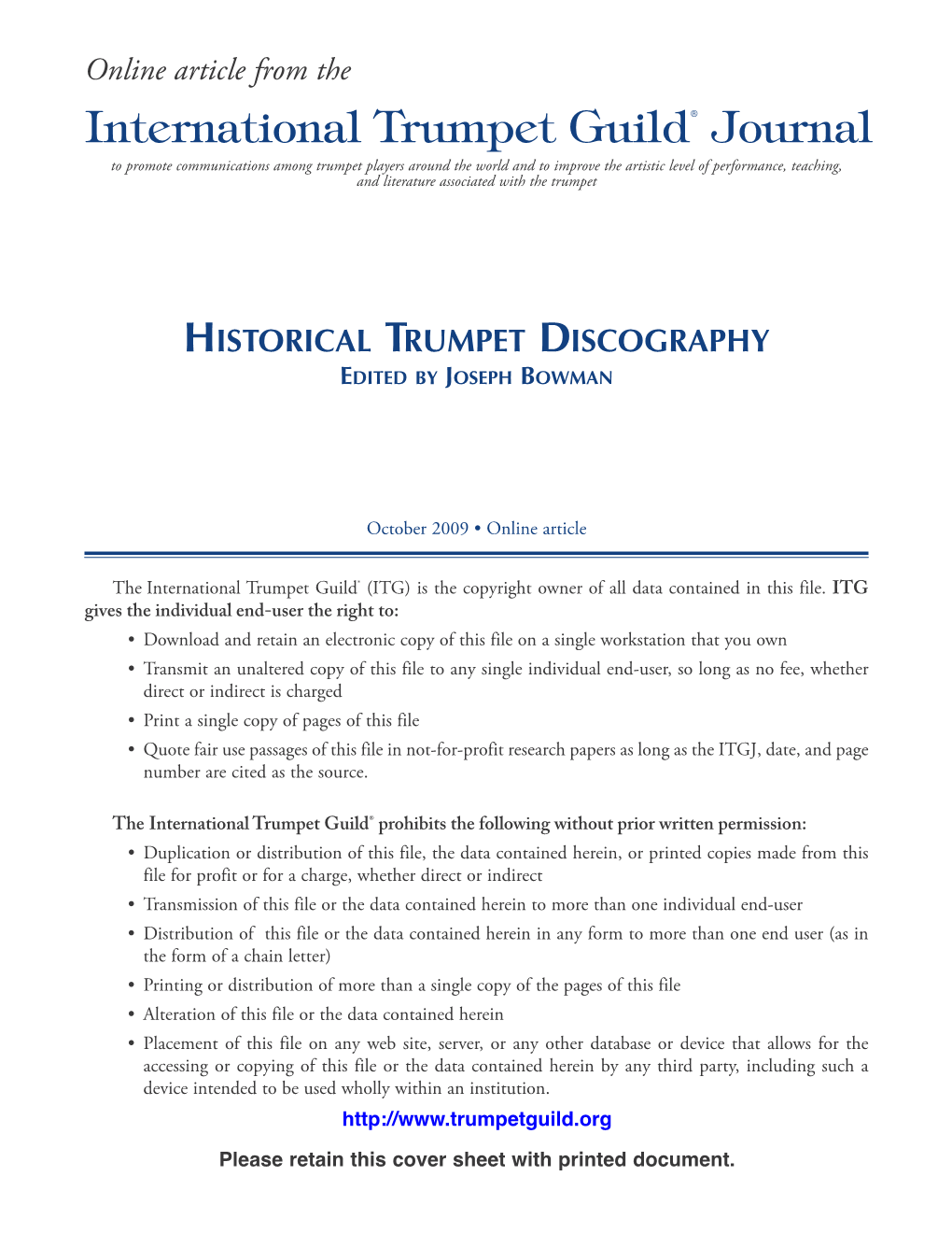 Historical Trumpet Discography Is a Continuation of Asst