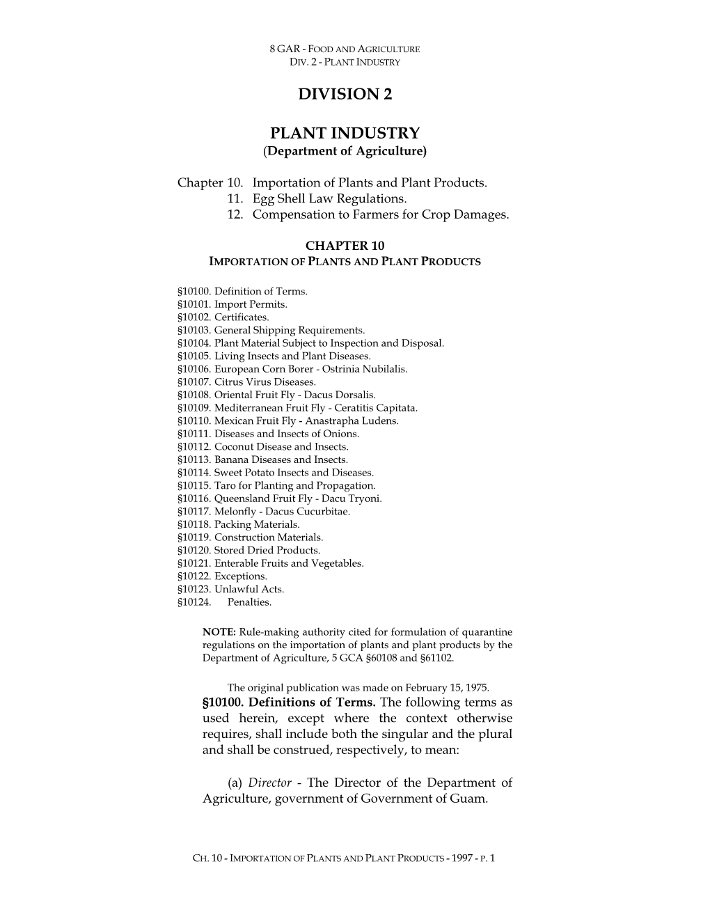 Division 2 Plant Industry