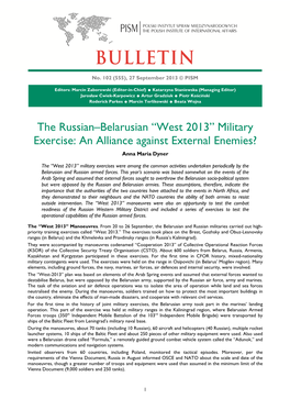 The Russian-Belarusian "West 2013" Military Exercise