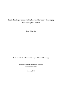 Local Climate Governance in England and Germany: Converging Towards a Hybrid Model?