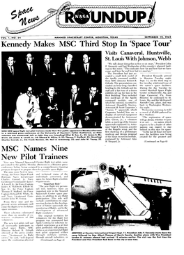 Kennedy Makes MSC Third Stop in 'Space Tour' MSC Names Nine
