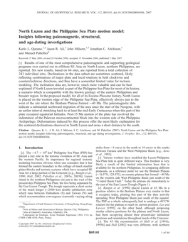 North Luzon and the Philippine Sea Plate Motion Model: Insights Following Paleomagnetic, Structural, and Age-Dating Investigations Karlo L