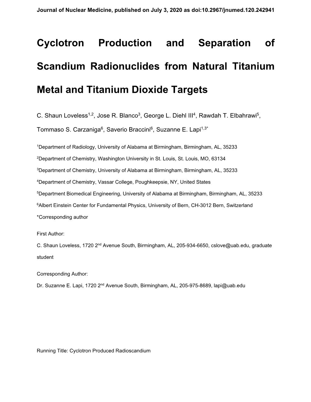 Cyclotron Production and Separation of Scandium Radionuclides From