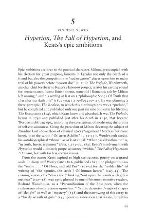 Hyperion, the Fall of Hyperion, and Keats's Epic Ambitions