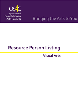 Resource Person Listing 2016