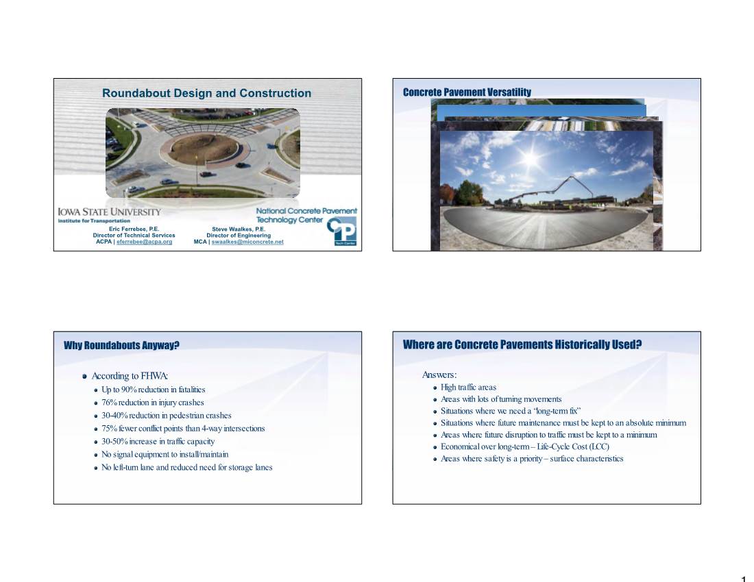 Roundabout Design and Construction Where Are Concrete Pavements