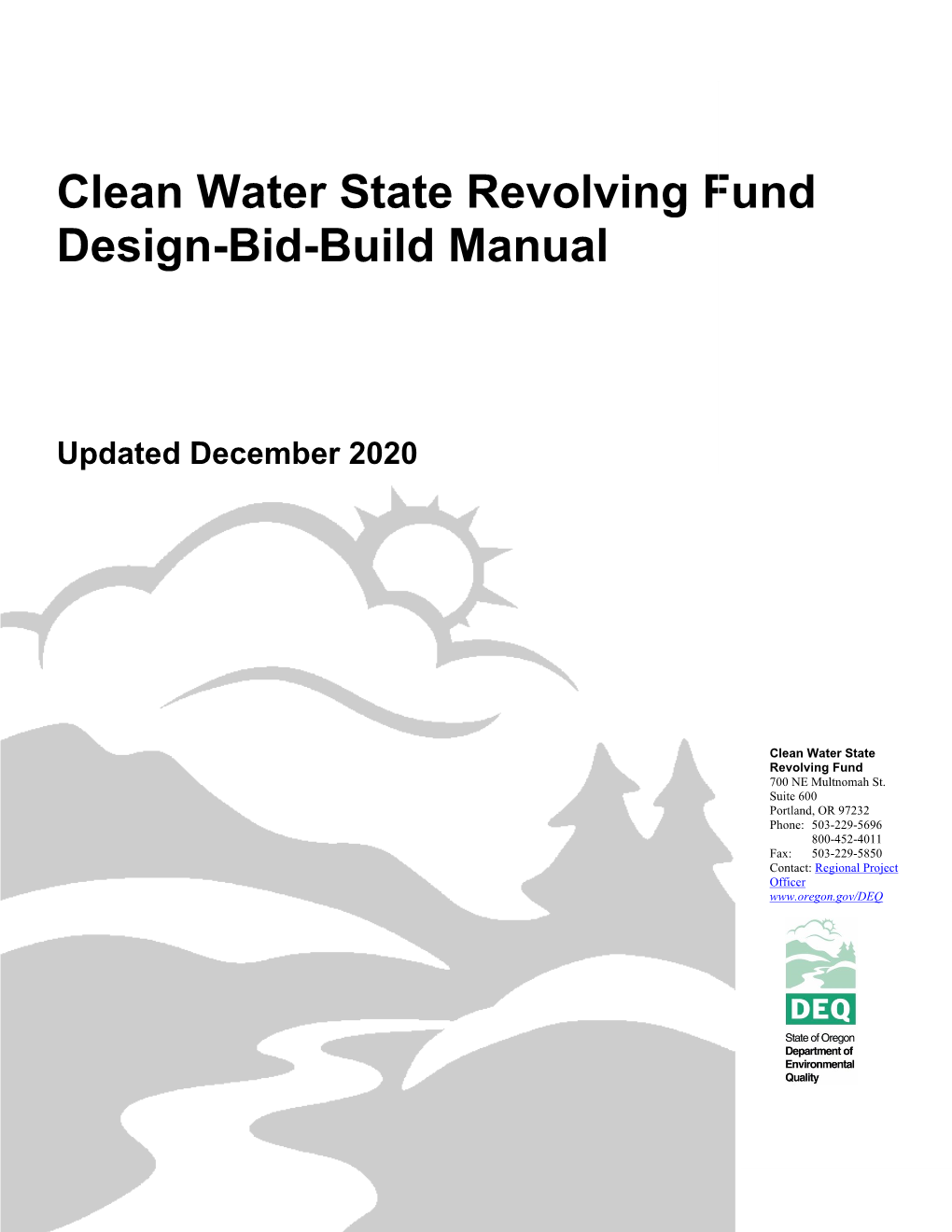Clean Water State Revolving Fund Design-Bid-Build Manual
