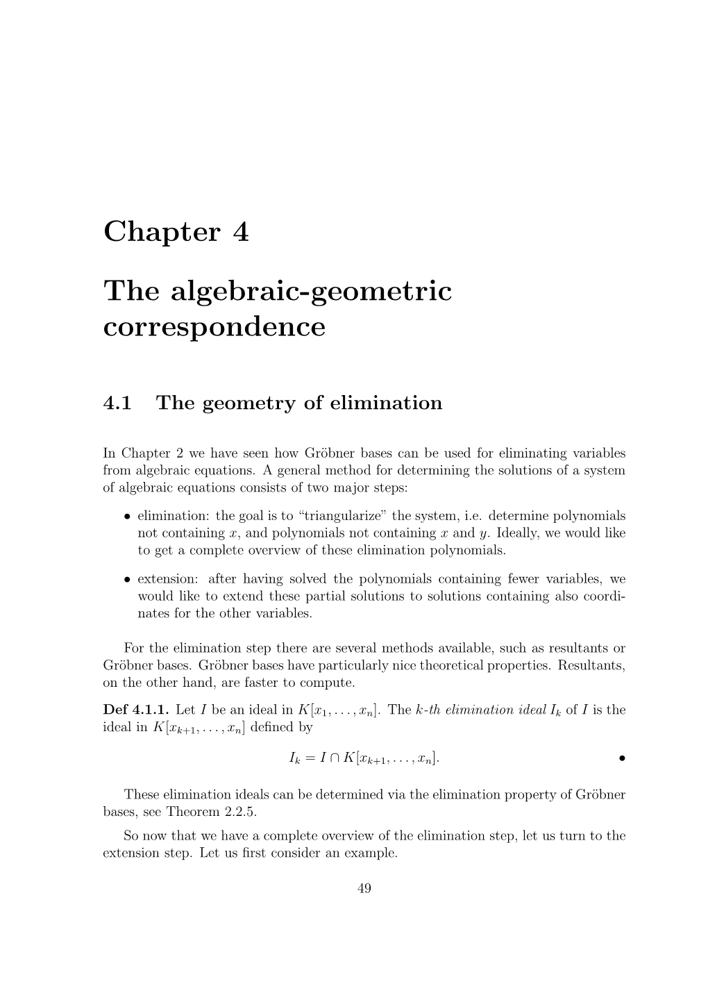 Chapter 4 the Algebraic-Geometric Correspondence