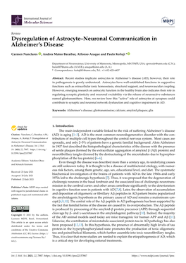 Dysregulation of Astrocyte–Neuronal Communication in Alzheimer's