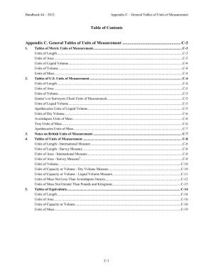 Appendix C – General Tables of Units of Measurement