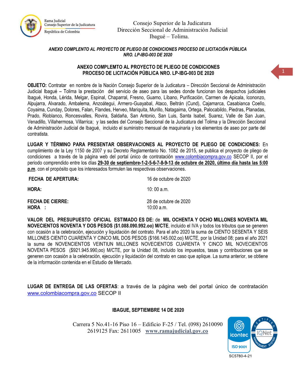 Consejo Superior De La Judicatura Dirección Seccional De Administración Judicial Ibagué – Tolima