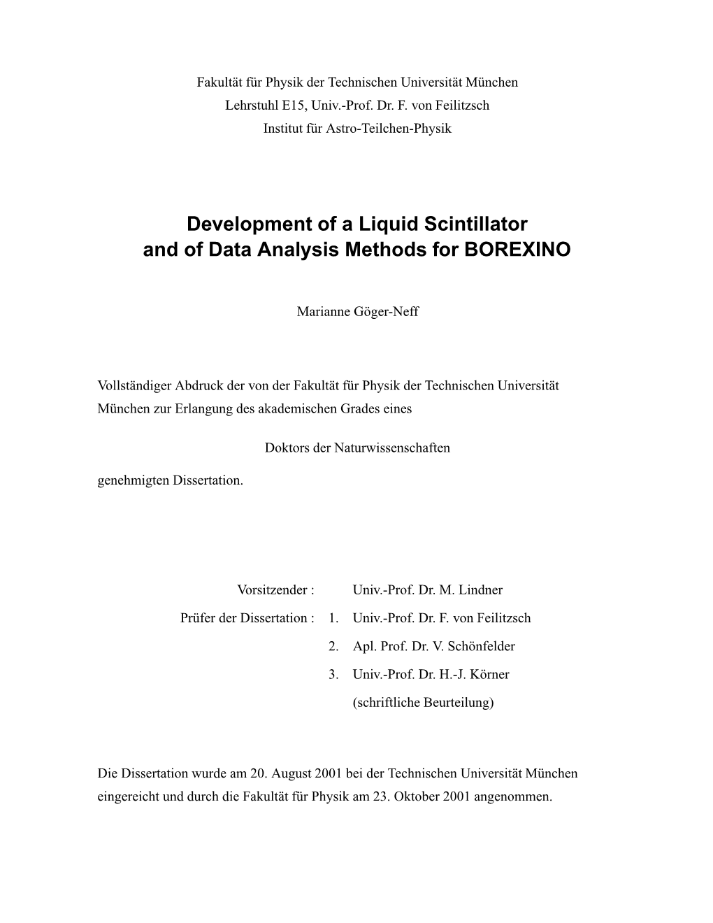 Development of a Liquid Scintillator and of Data Analysis Methods for BOREXINO