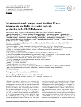 Measurement–Model Comparison of Stabilized Criegee Intermediate and Highly Oxygenated Molecule Production in the CLOUD Chamber