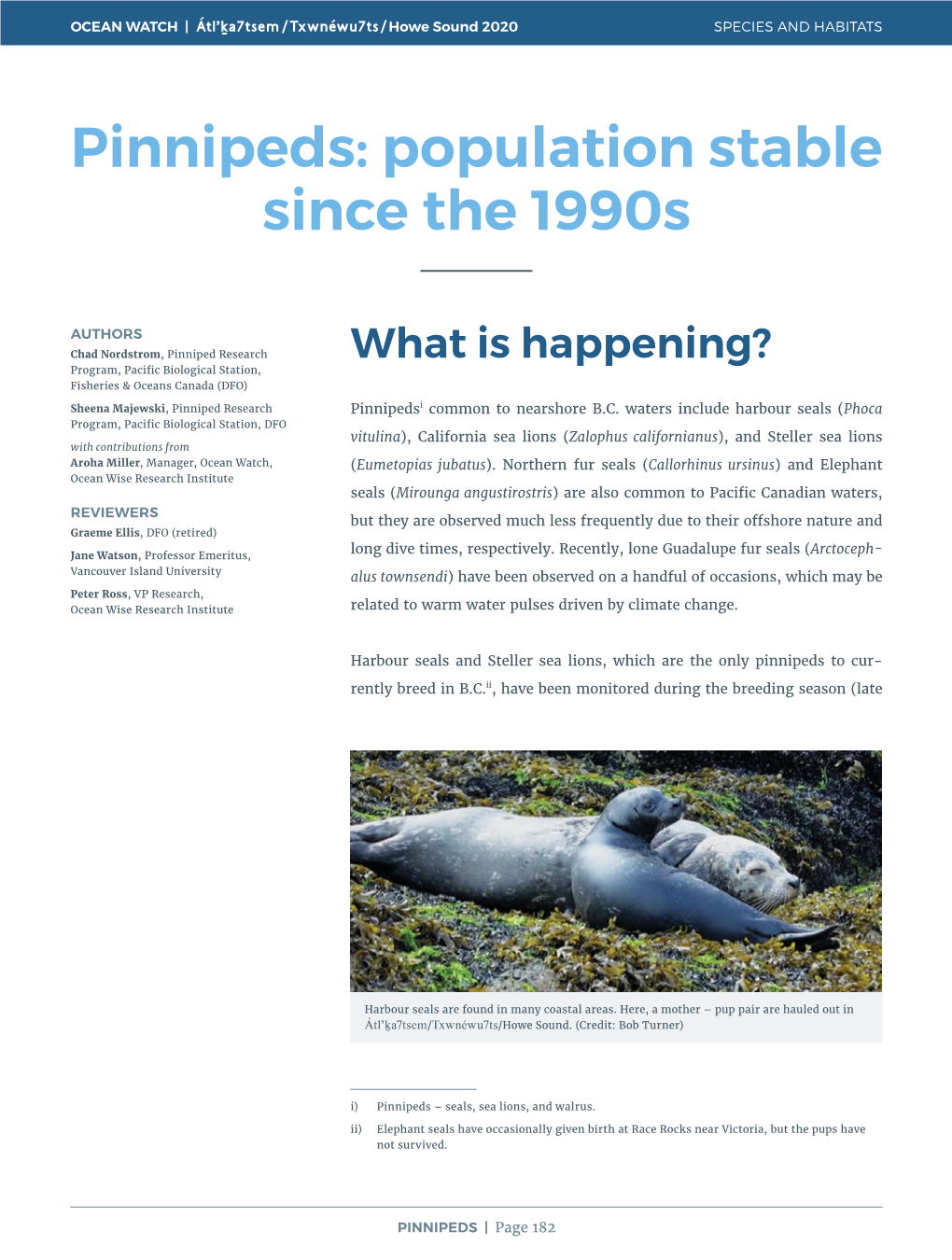 Pinnipeds: Population Stable Since the 1990S