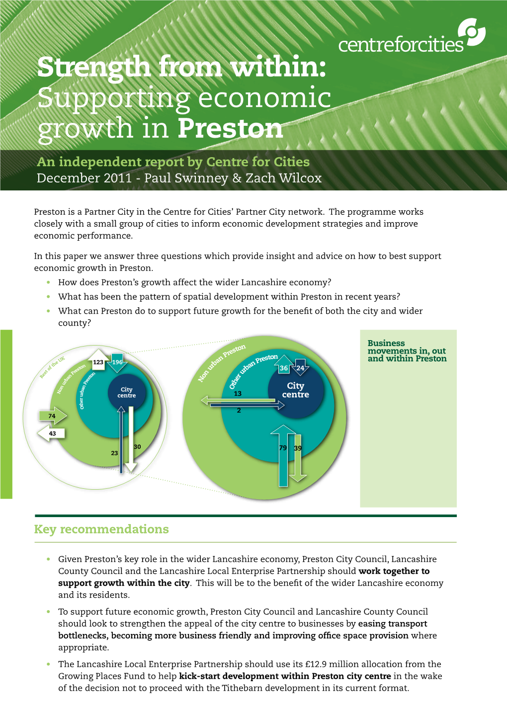 Supporting Economic Growth in Preston an Independent Report by Centre for Cities December 2011 - Paul Swinney & Zach Wilcox