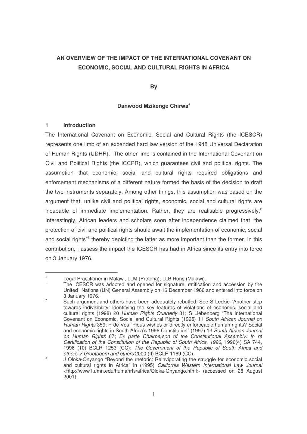 An Overview of the Impact of the International Covenant on Economic, Social and Cultural Rights in Africa