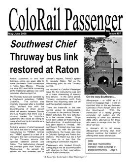 Southwest Chief Thruway Bus Link Restored at Raton