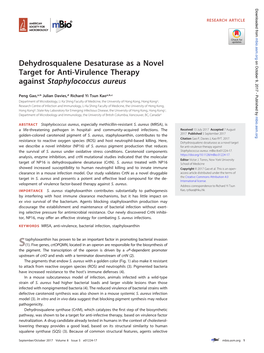 Dehydrosqualene Desaturase As a Novel Target for Anti-Virulence