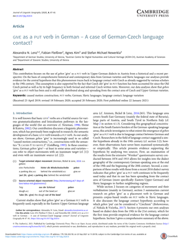 GIVE As a PUT Verb in German – a Case of German-Czech Language Contact?