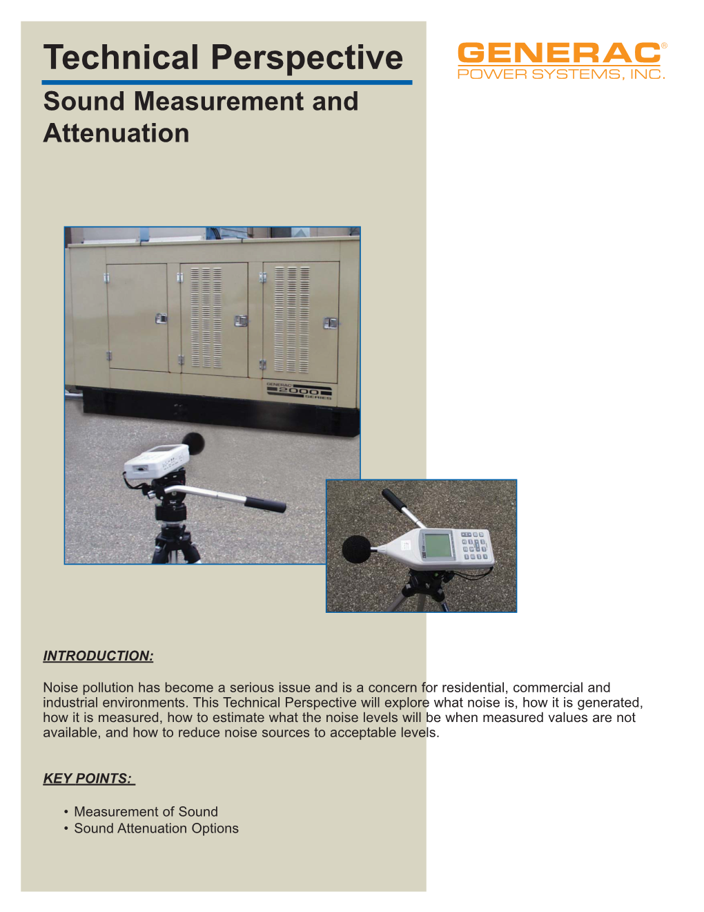 Technical Perspective Sound Measurement and Attenuation