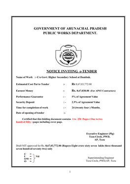 Government of Arunachal Pradesh Public Works Department