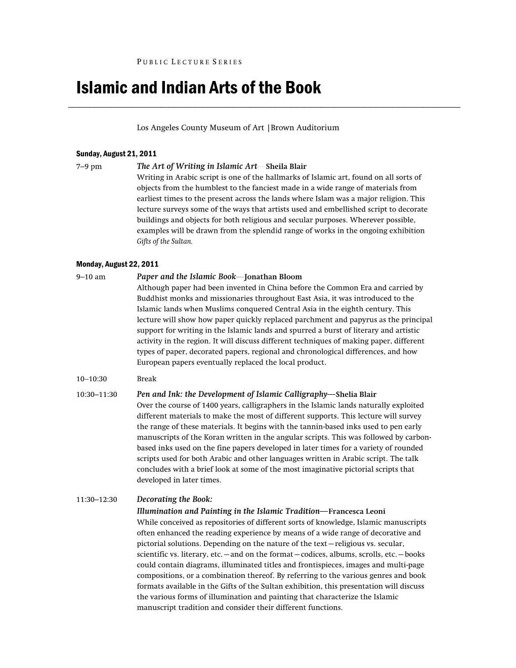 Islamic and Indian Arts of the Book ______