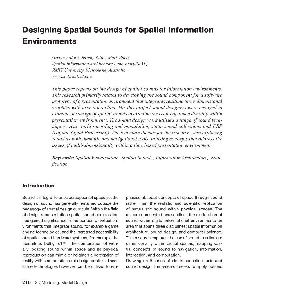 Designing Spatial Sounds for Spatial Information Environments