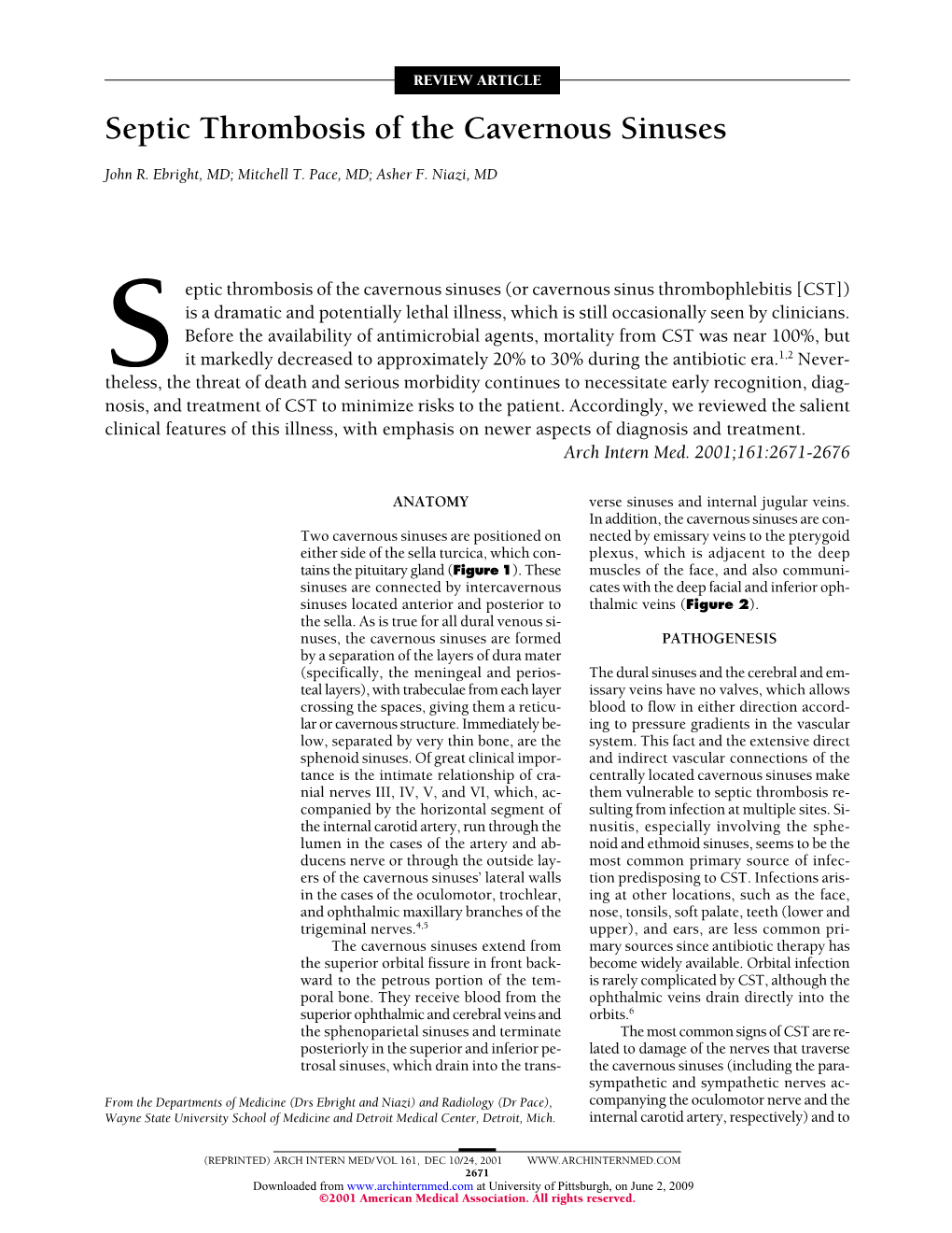 Septic Thrombosis of the Cavernous Sinuses