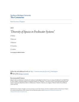 "Diversity of Species in Freshwater Systems" E Balian