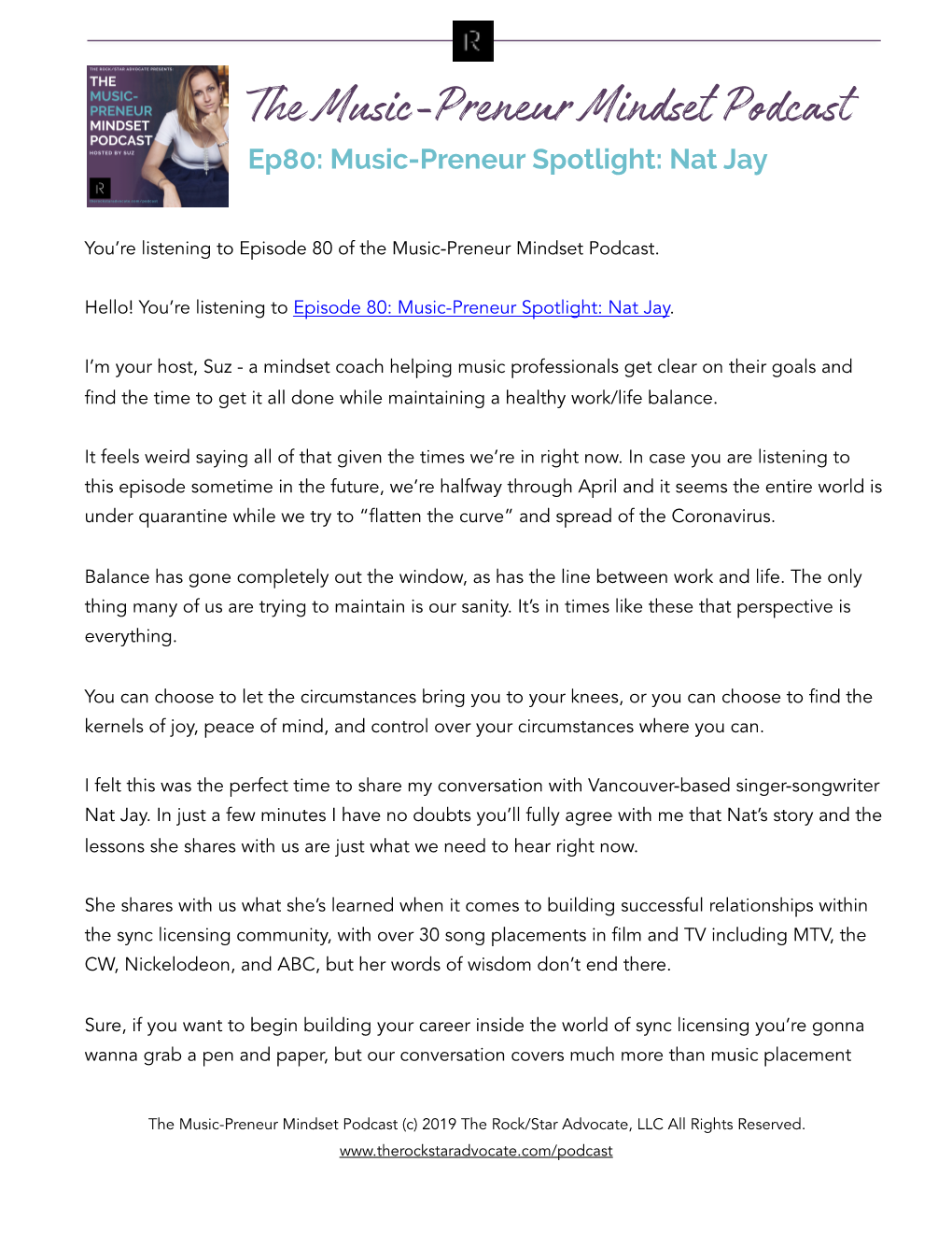 The Music-Preneur Mindset Podcast Ep80: Music-Preneur Spotlight: Nat Jay