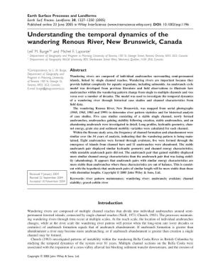 Understanding the Temporal Dynamics of the Wandering Renous River, New Brunswick, Canada